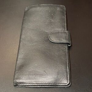 Carlo Amboldi vintage Black soft lamb skin Leather checkbook credit card cover